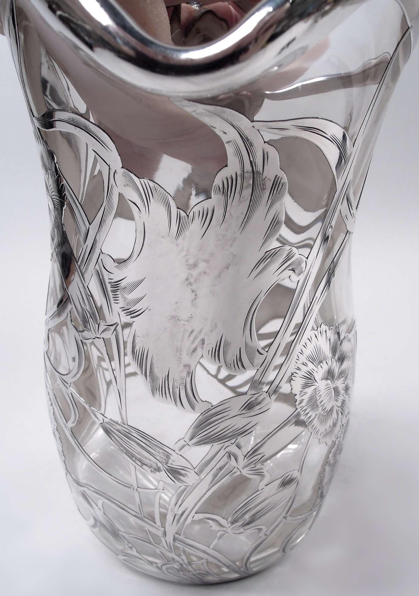 Antigua jarra de agua americana Art Nouveau de plata sobredorada en venta 5