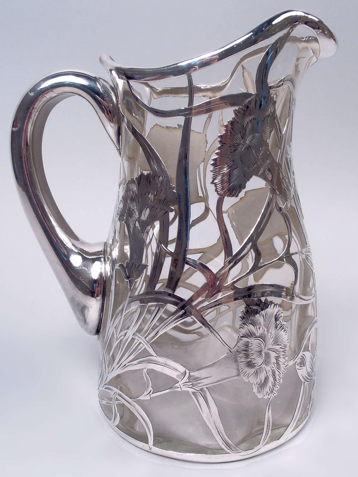 Antigua jarra de agua americana Art Nouveau de plata sobredorada Silver en venta