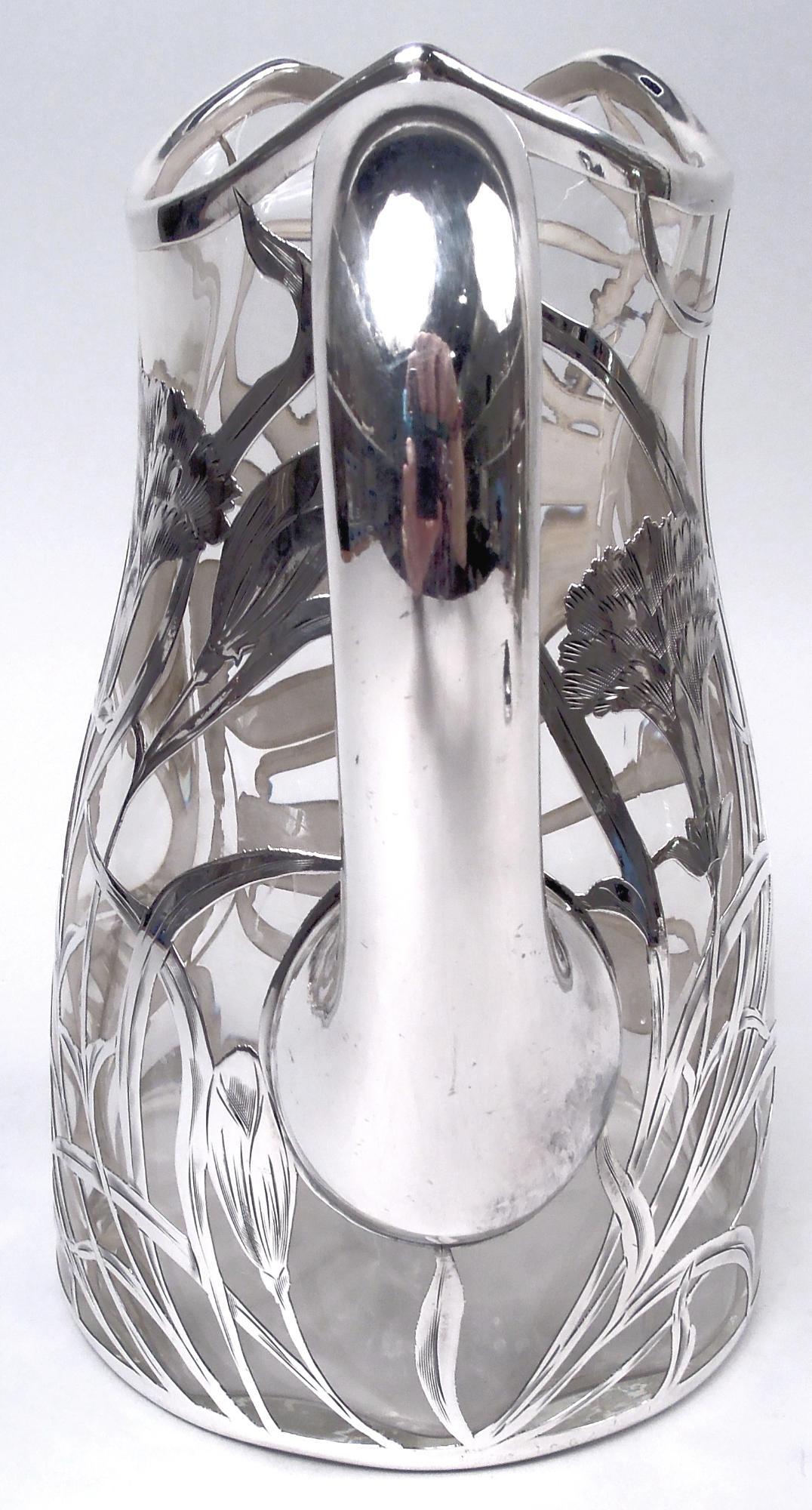 Antigua jarra de agua americana Art Nouveau de plata sobredorada en venta 2