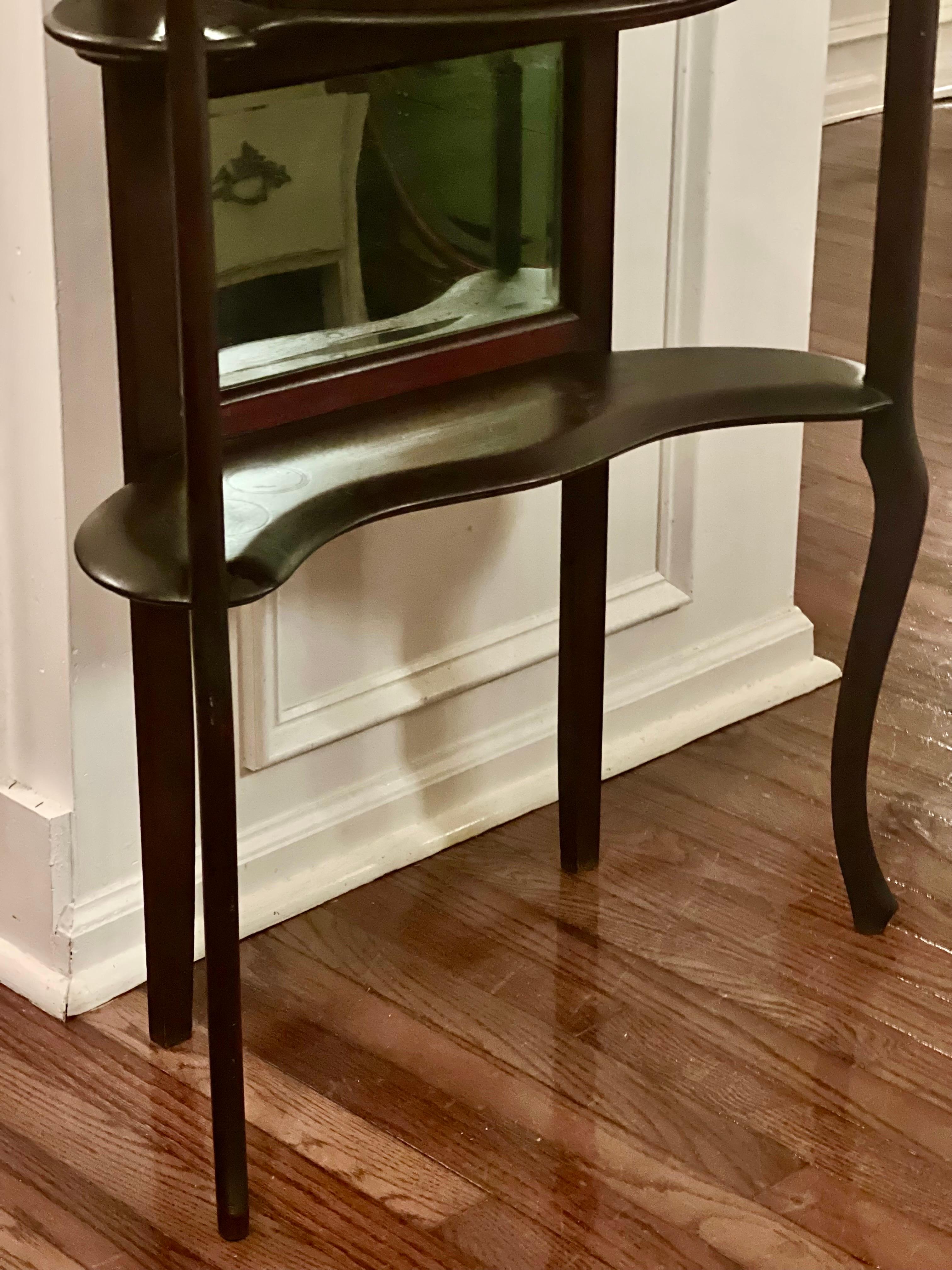 Antique American Art Nouveau Small Mirrored Étagère with Curio Cabinet For Sale 4