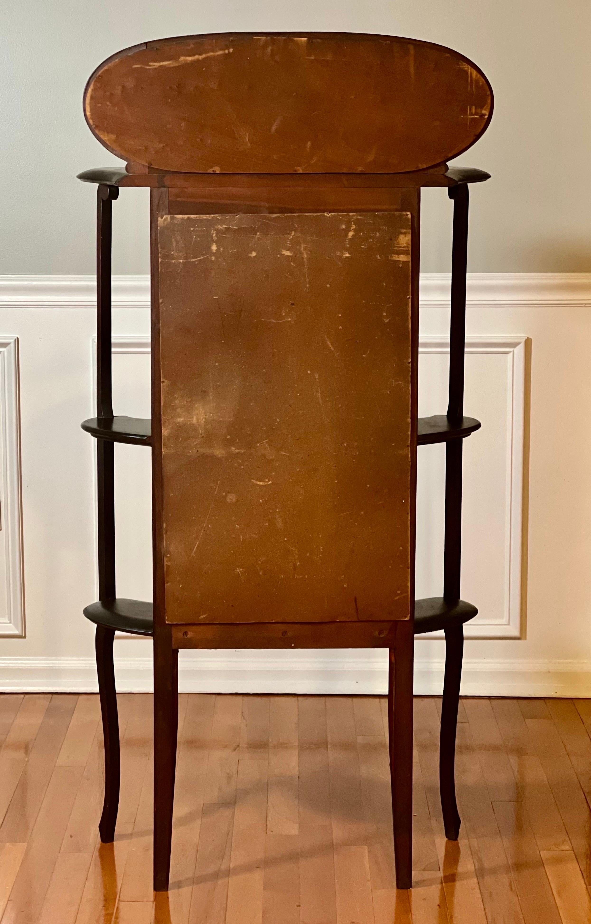 Beveled Antique American Art Nouveau Small Mirrored Étagère with Curio Cabinet For Sale