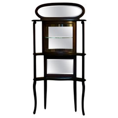 Antique American Art Nouveau Small Mirrored Étagère with Curio Cabinet