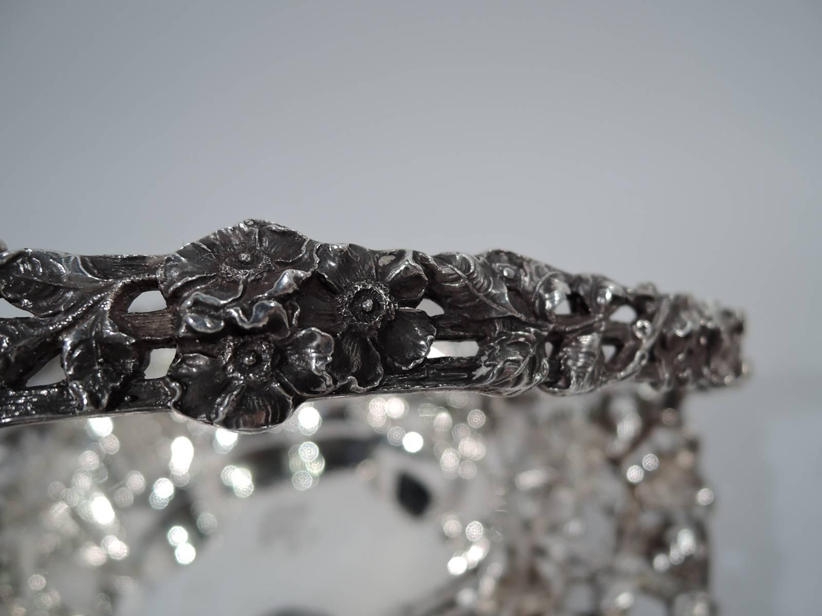 Début du 20ème siècle Panier à fleurs ancien en argent sterling de style Art nouveau américain