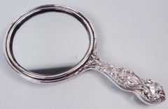 Antique American Art Nouveau Sterling Silver Hand Mirror