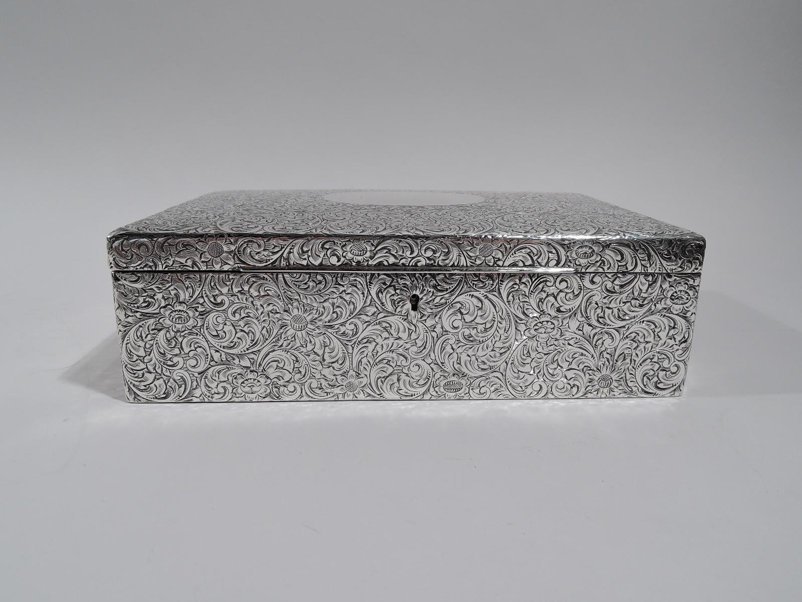 Antique American Art Nouveau Sterling Silver Jewelry Box In Excellent Condition In New York, NY