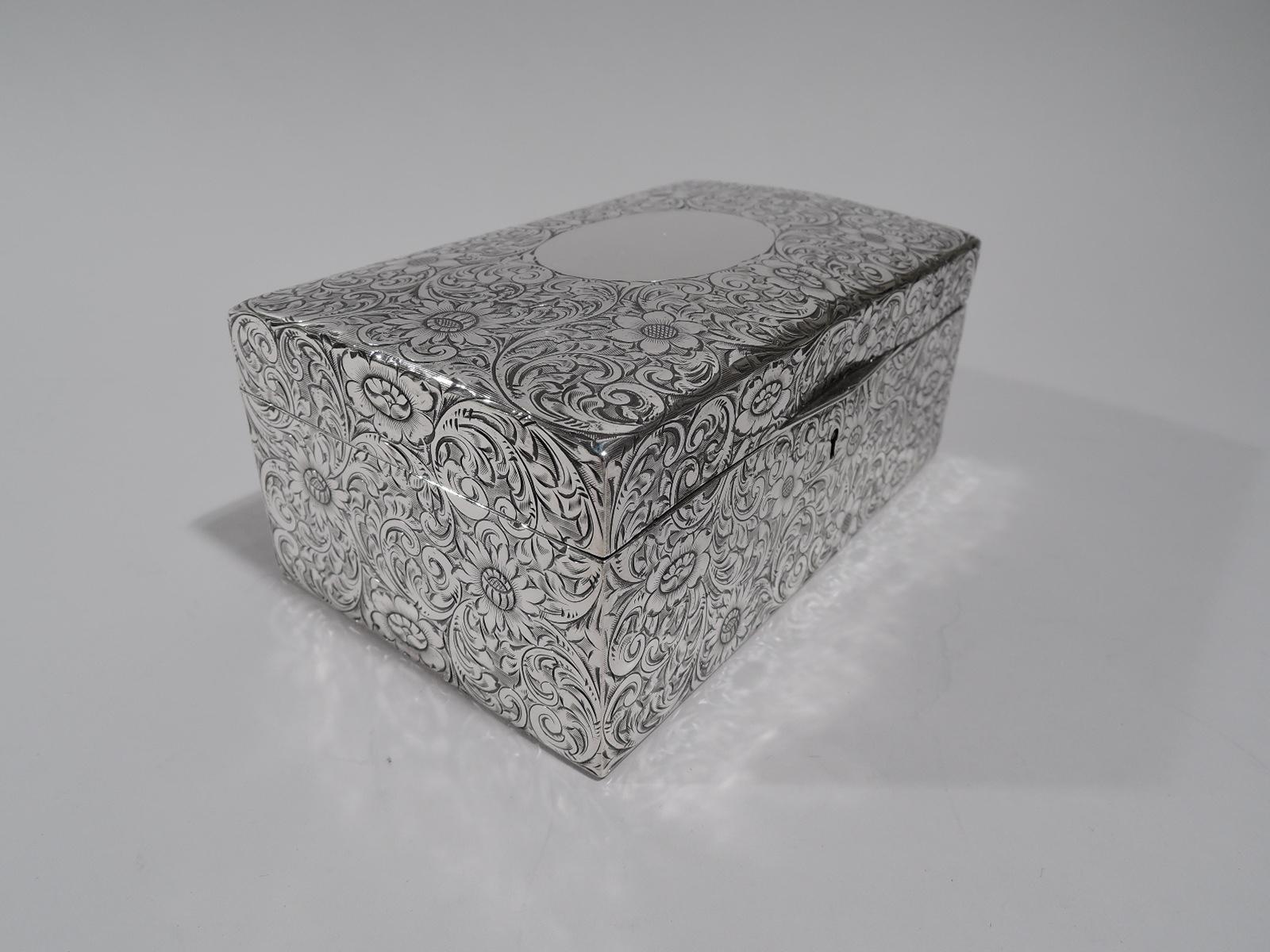 Antique American Art Nouveau Sterling Silver Jewelry Casket Box In Excellent Condition In New York, NY