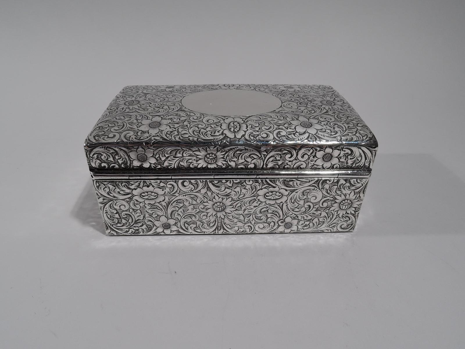 20th Century Antique American Art Nouveau Sterling Silver Jewelry Casket Box