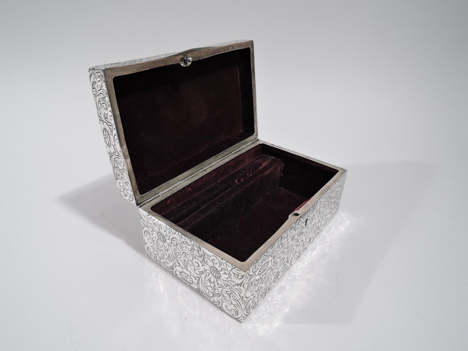 Antique American Art Nouveau Sterling Silver Jewelry Casket Box 1