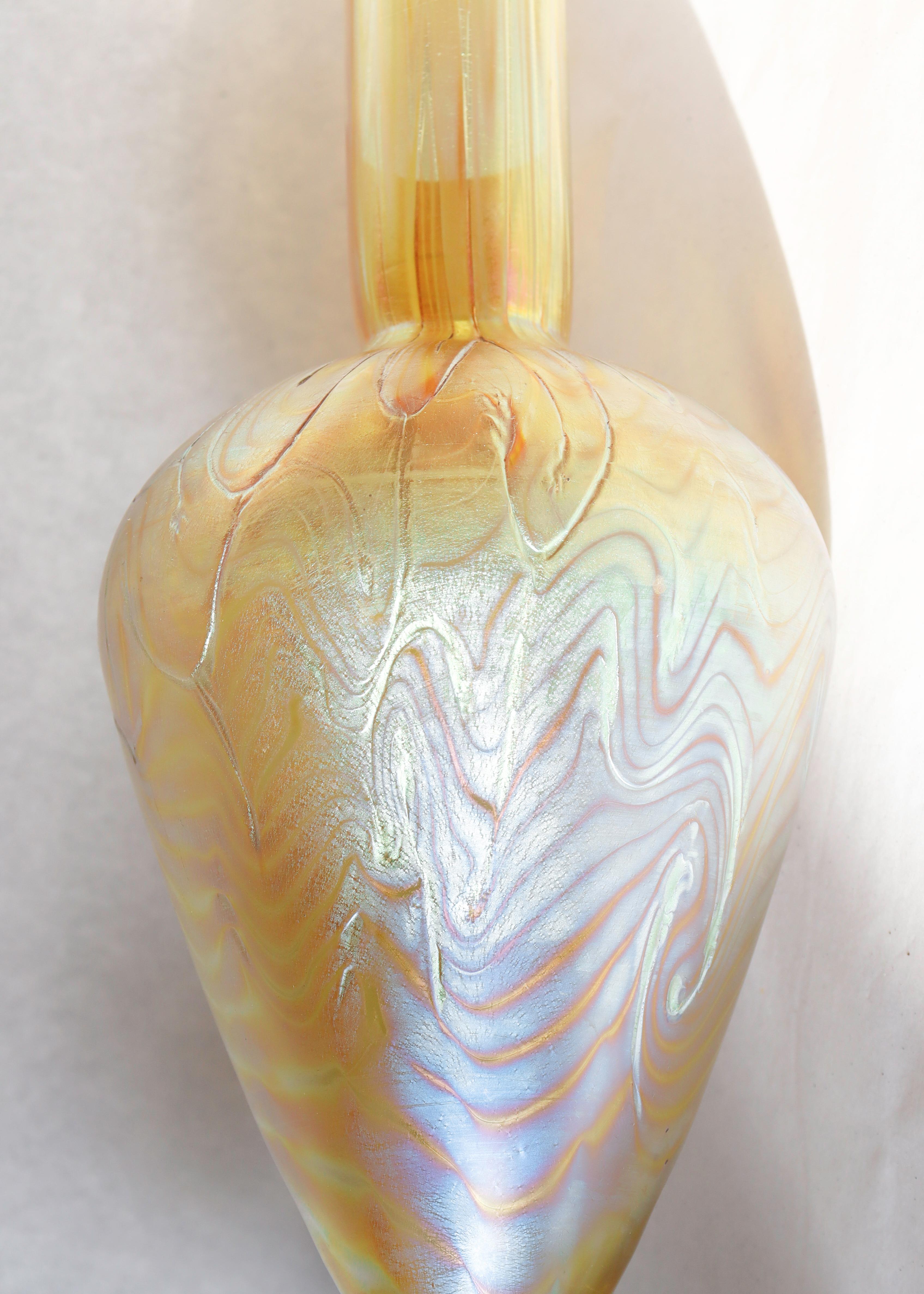 Antique American Art Nouveau Sterling Silver & Loetz Phaenomen Art Glass Vase For Sale 9