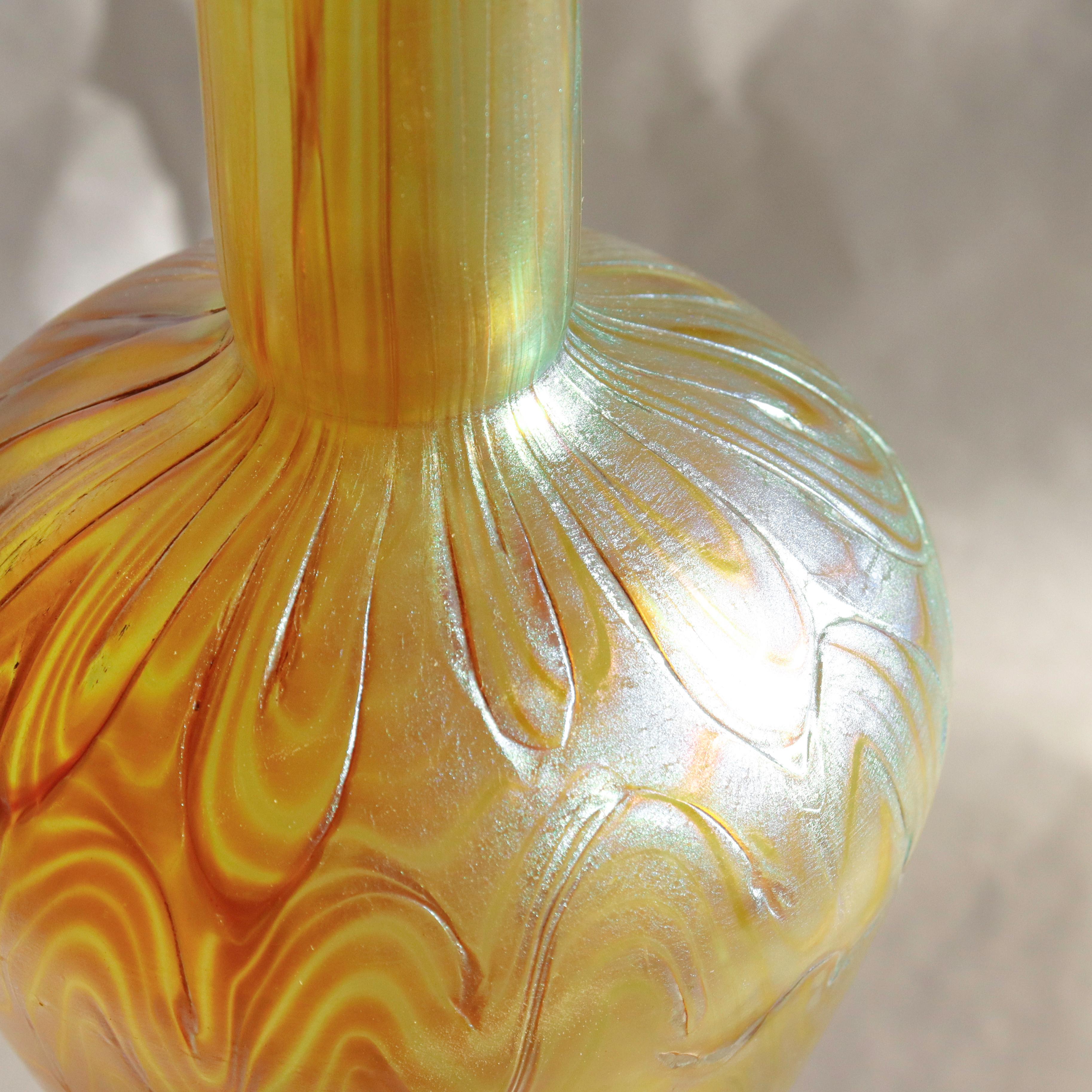 Antique American Art Nouveau Sterling Silver & Loetz Phaenomen Art Glass Vase For Sale 10