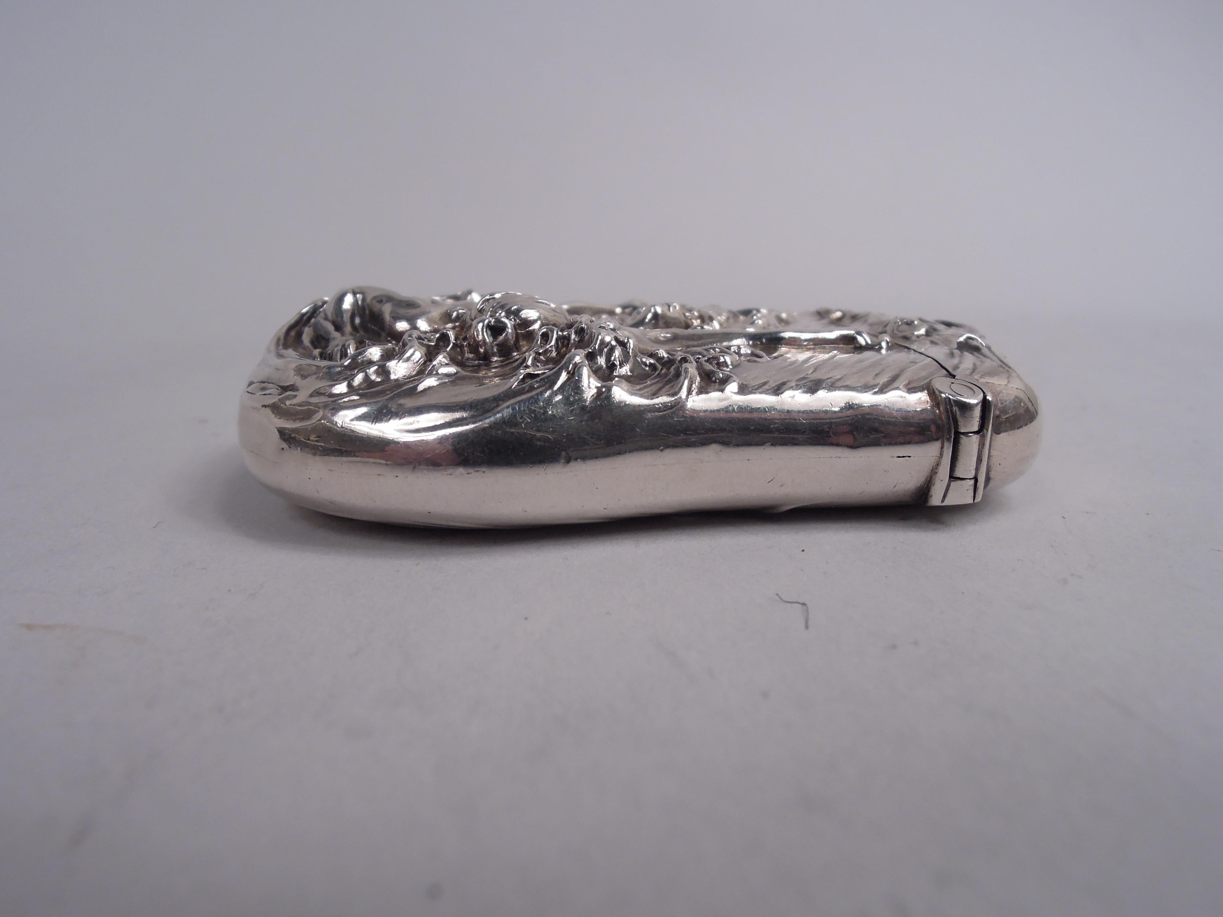 Antique American Art Nouveau Sterling Silver Lorelei Match Safe In Good Condition For Sale In New York, NY