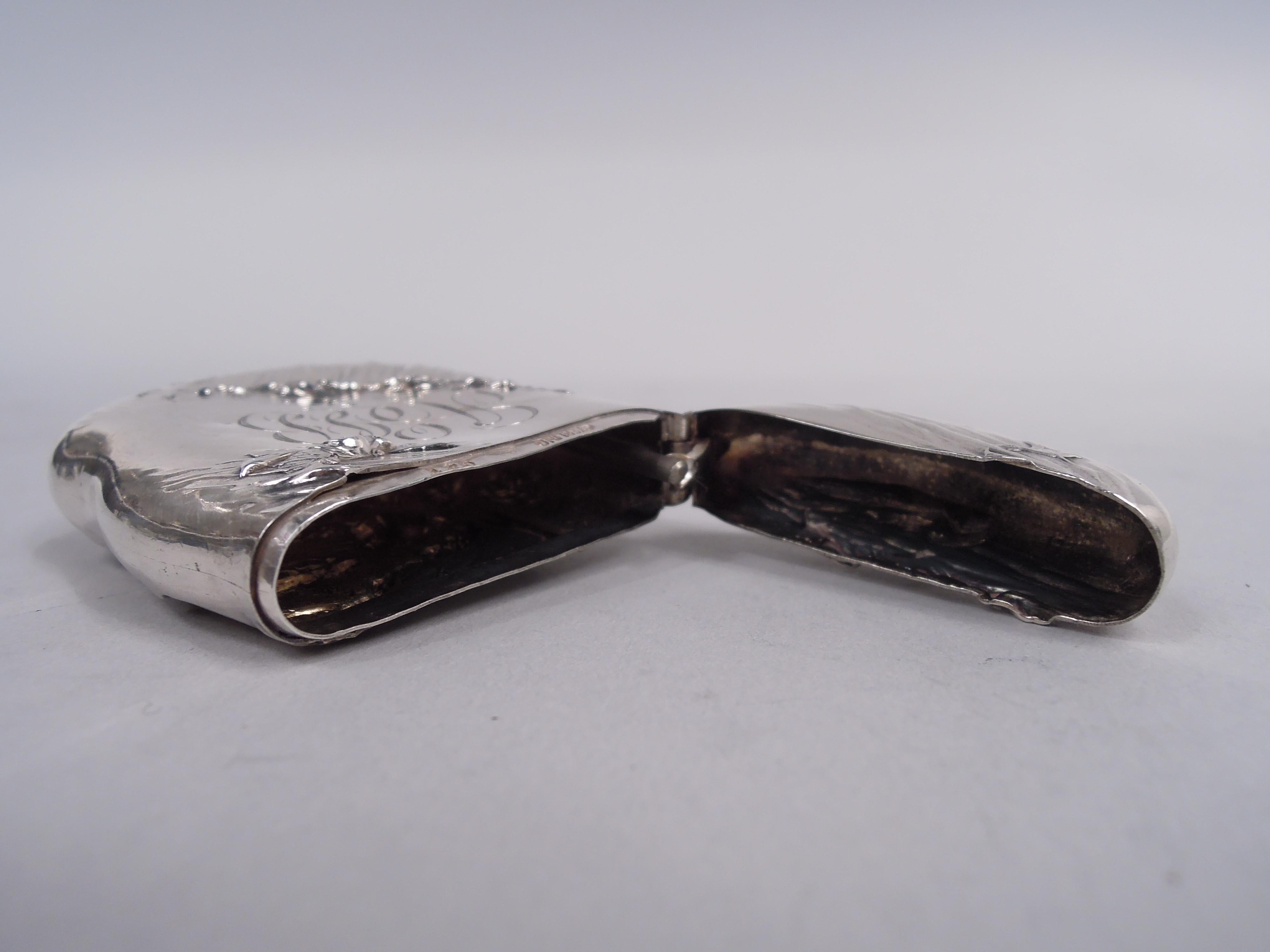 Antique American Art Nouveau Sterling Silver Lorelei Match Safe For Sale 3