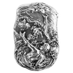 Antique American Art Nouveau Sterling Silver Lorelei Match Safe