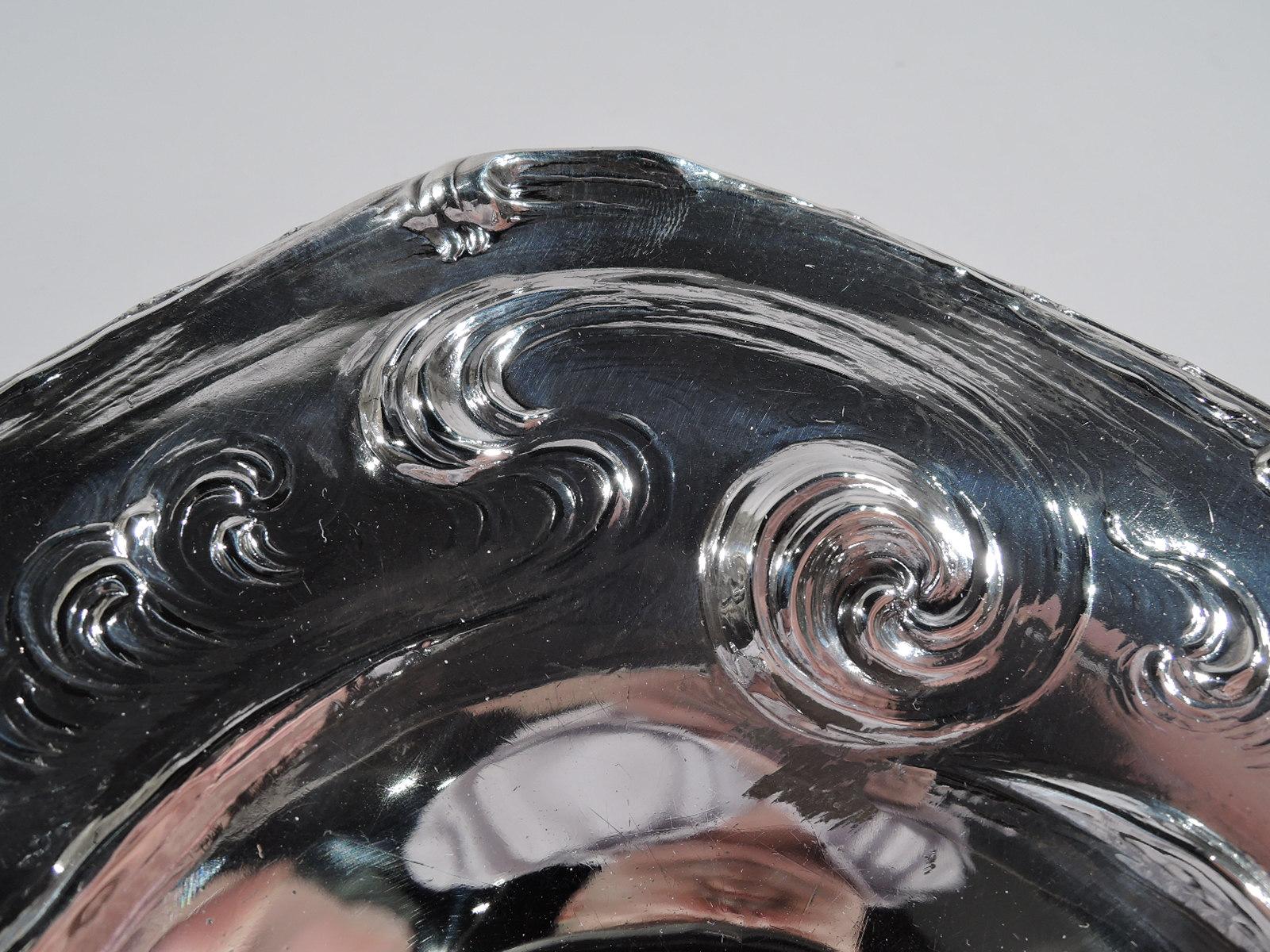 North American Antique American Art Nouveau Sterling Silver Lorelei Whirlpool Bowl For Sale