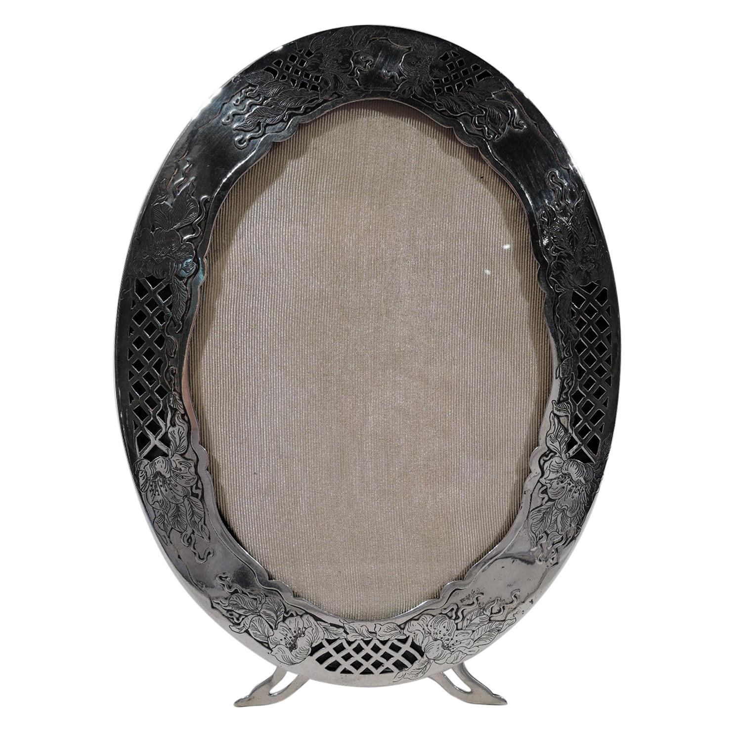 Antique American Art Nouveau Sterling Silver Picture Frame