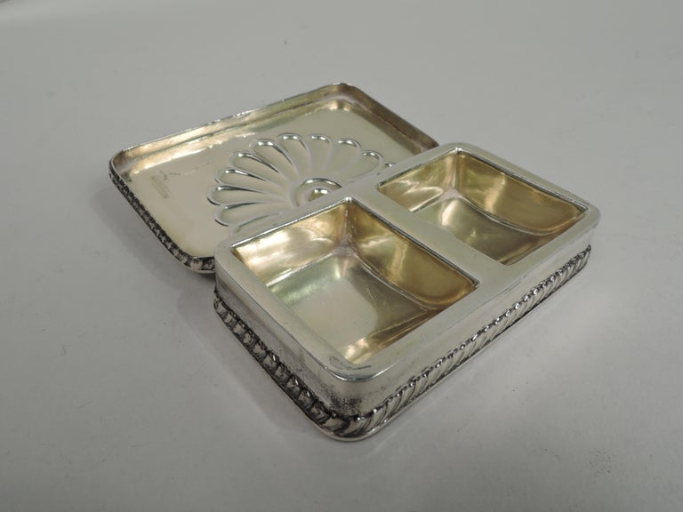 Antique American Art Nouveau Sterling Silver Postage Stamp Box For Sale 1