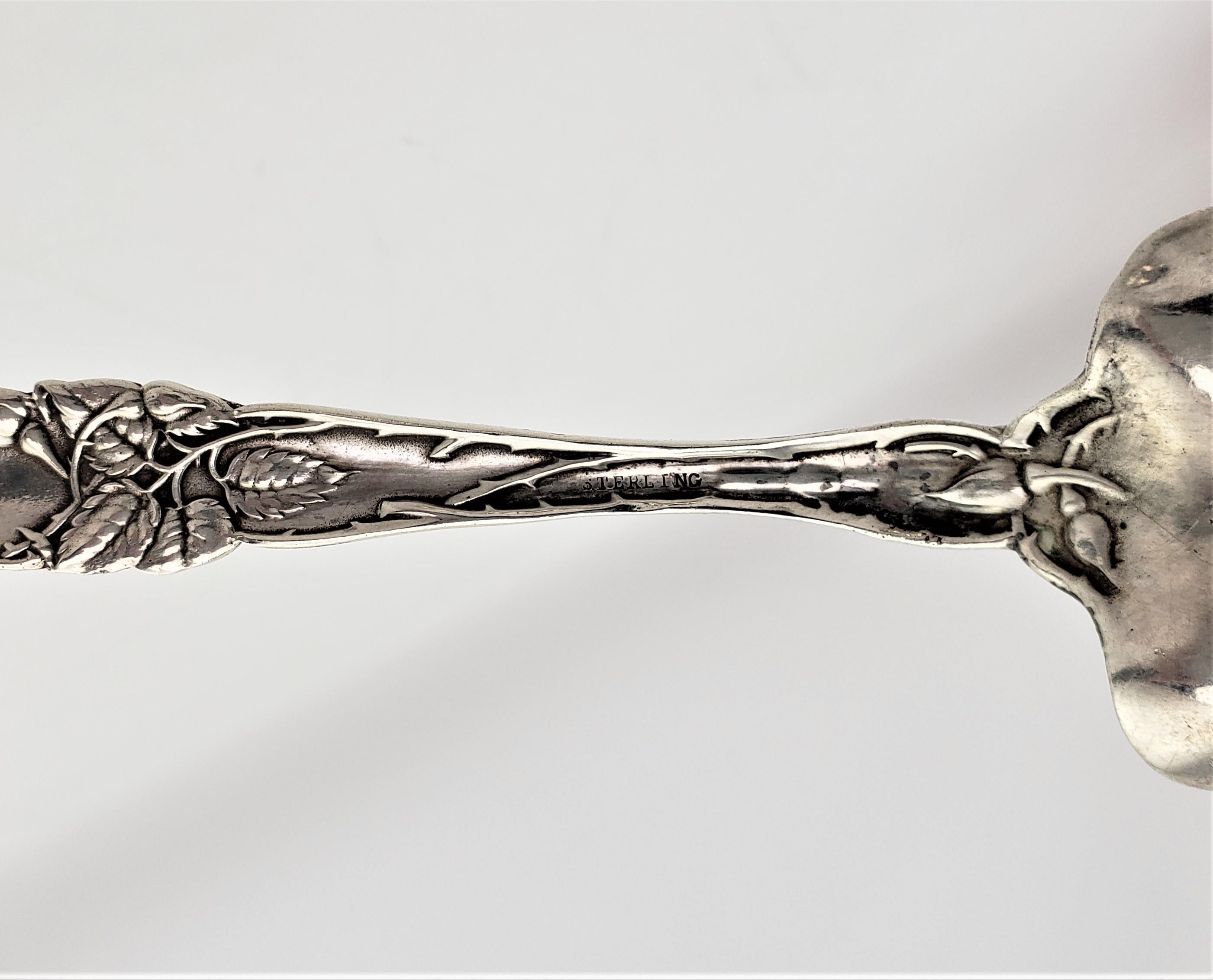 Antique American Art Nouveau Sterling Silver Serving Spoon Set with Floral Motif For Sale 1