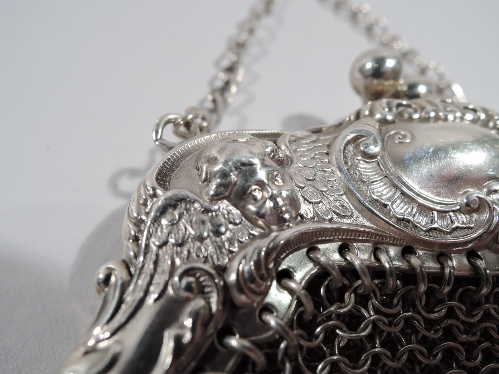 Antike amerikanische Jugendstil-Handtasche aus Sterlingsilber (Art nouveau)