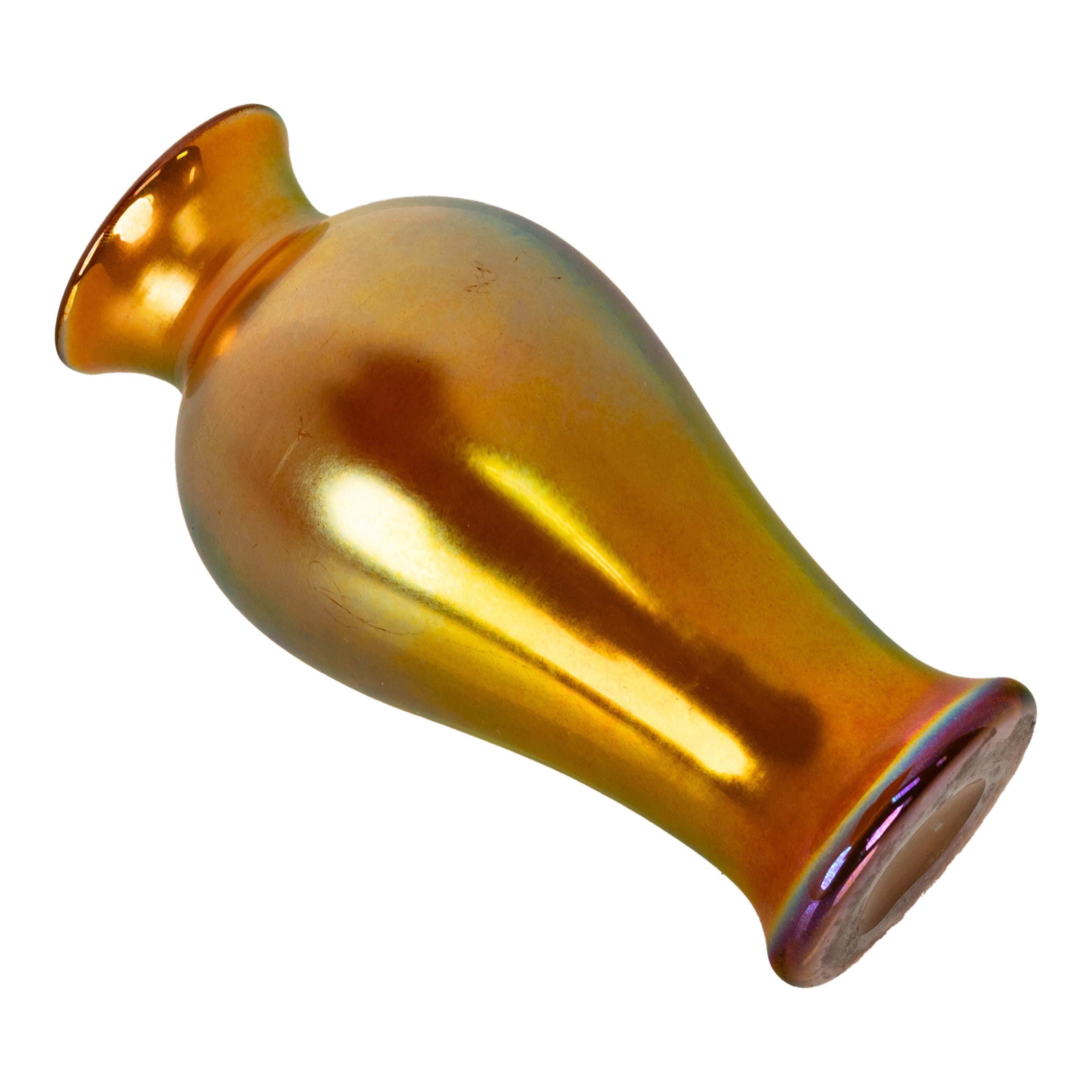 Antique American Art Nouveau Steuben Gold Aurene Glass Vase Signed New York 1910 For Sale 5