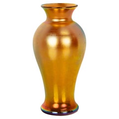 Antico vaso americano Art Nouveau Steuben Glass Oro firmato New York 1910