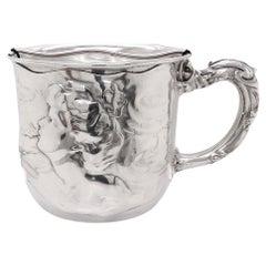 Antique American Art Nouveau Unger Bros. Sterling Silver Shaving Mug with Insert