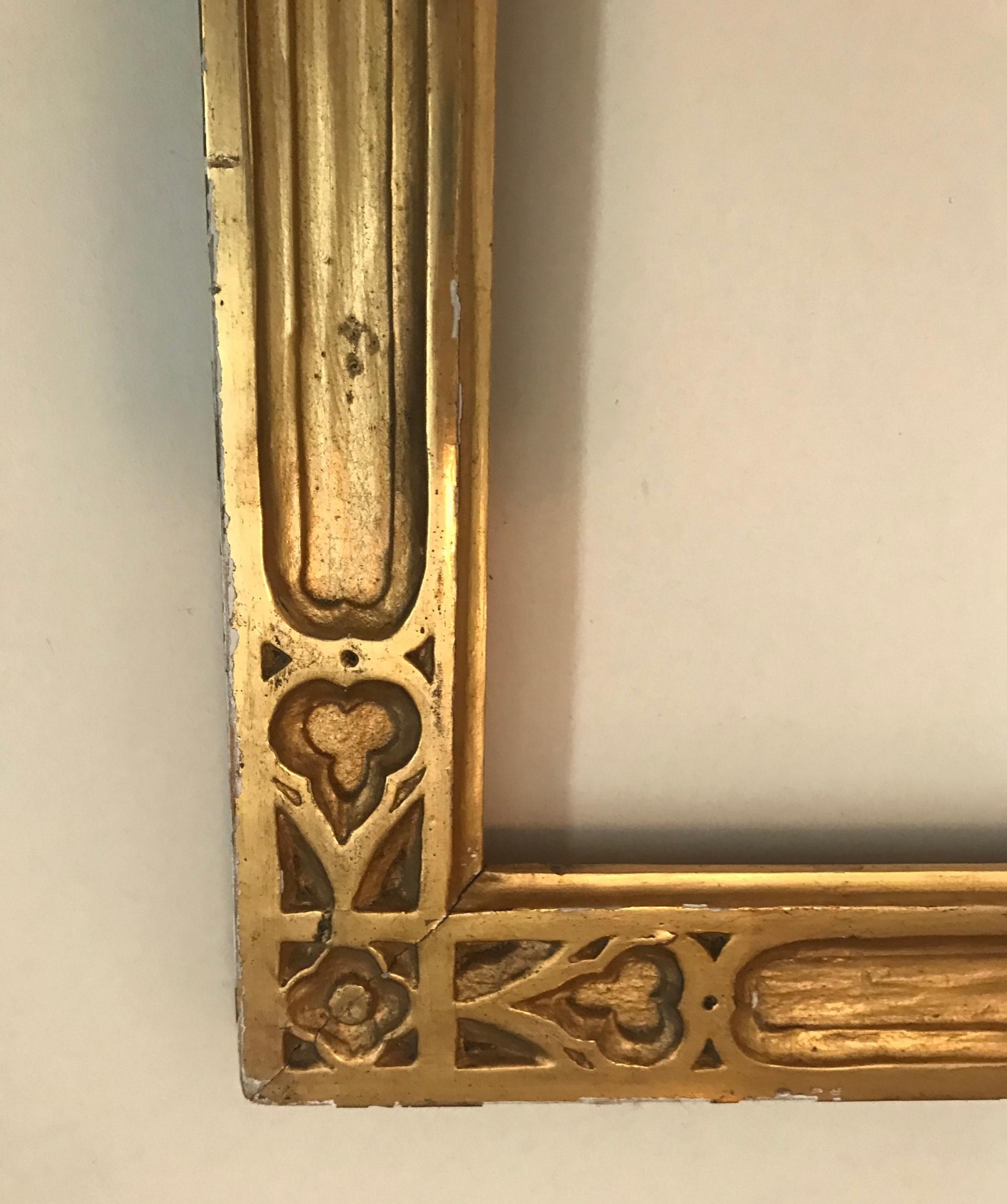 Arts and Crafts Antique American Arts & Crafts Carved Giltwood Frame, Braus Galleries
