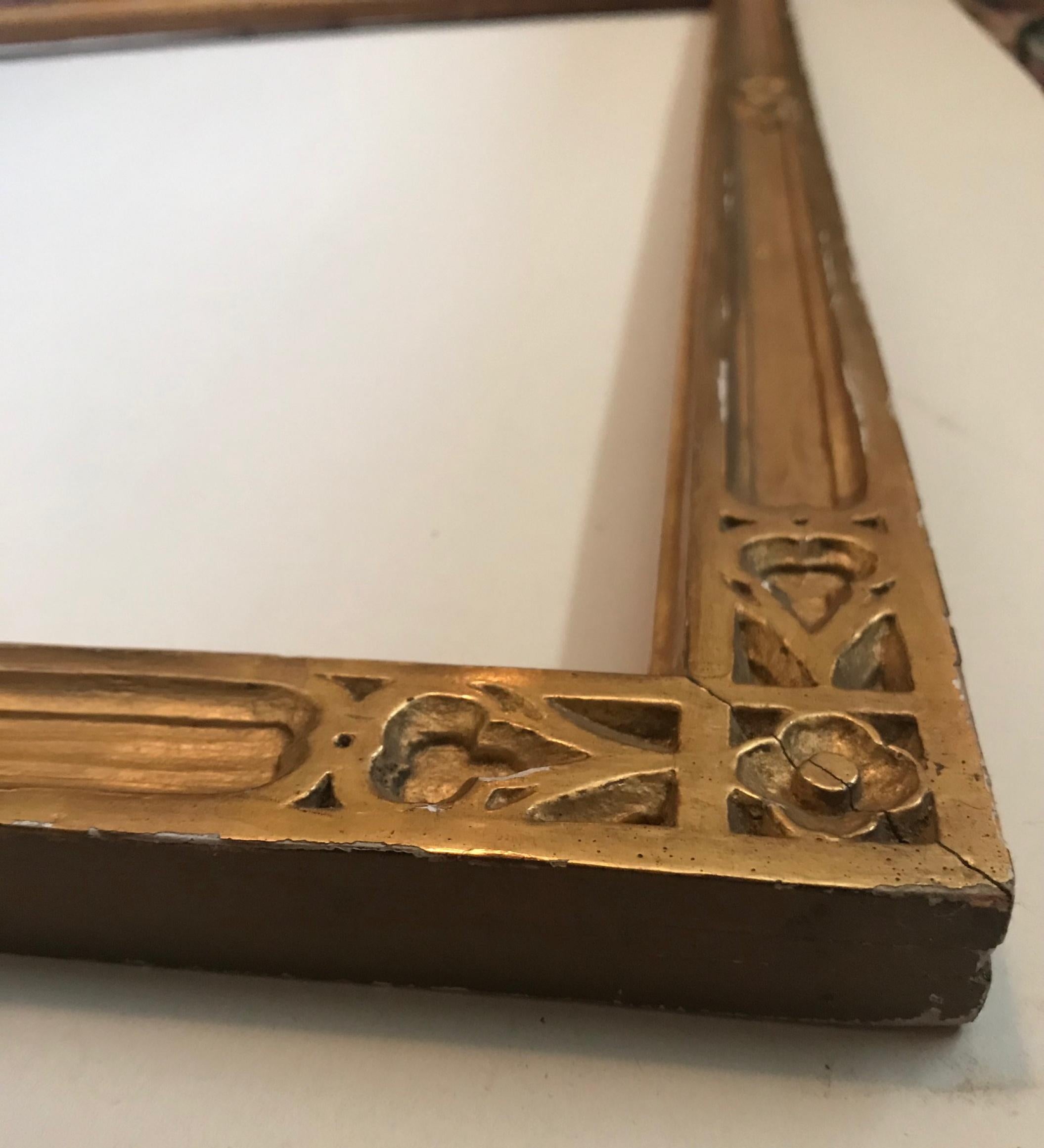 Antique American Arts & Crafts Carved Giltwood Frame, Braus Galleries 1