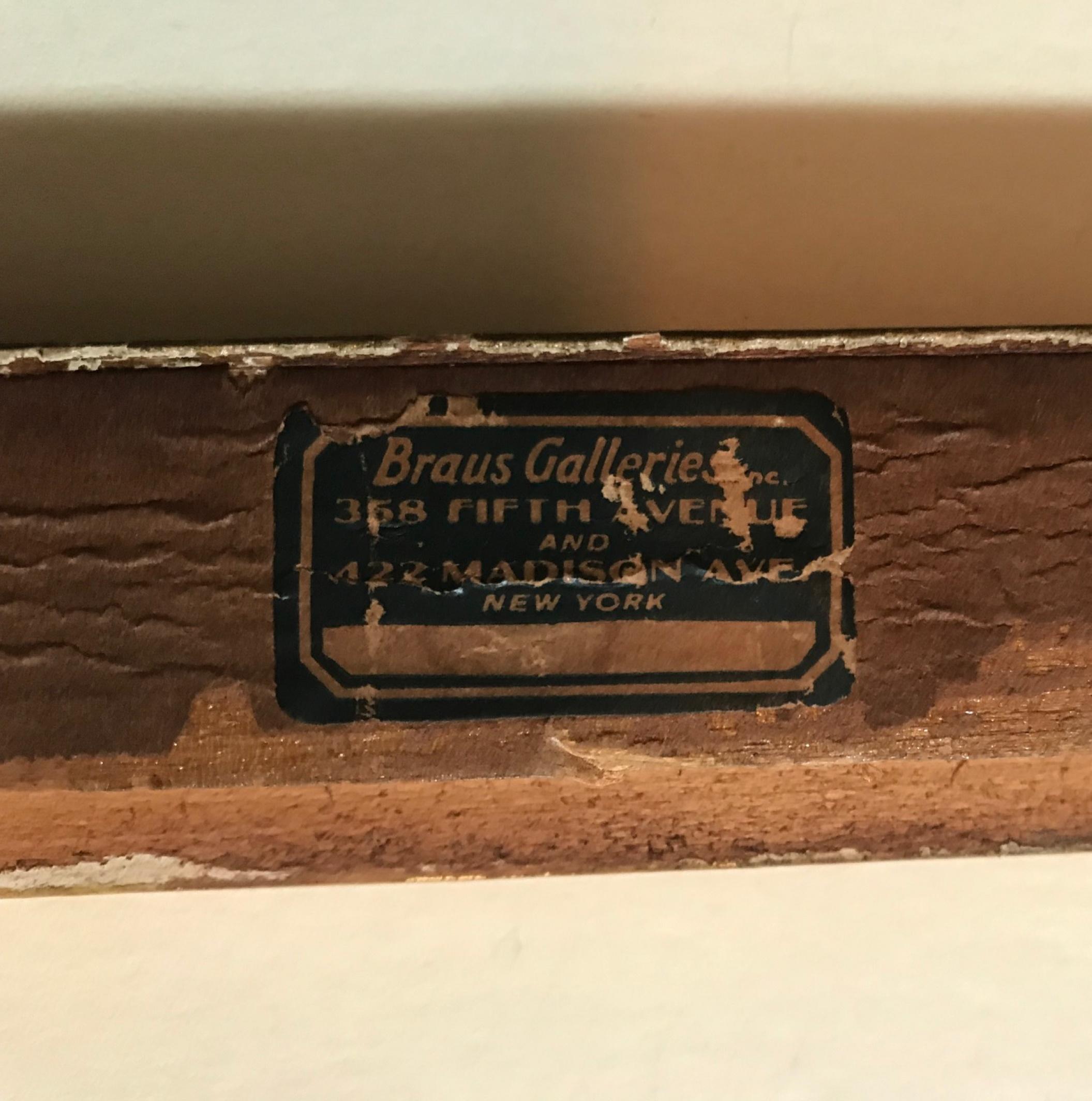 Antique American Arts & Crafts Carved Giltwood Frame, Braus Galleries 3