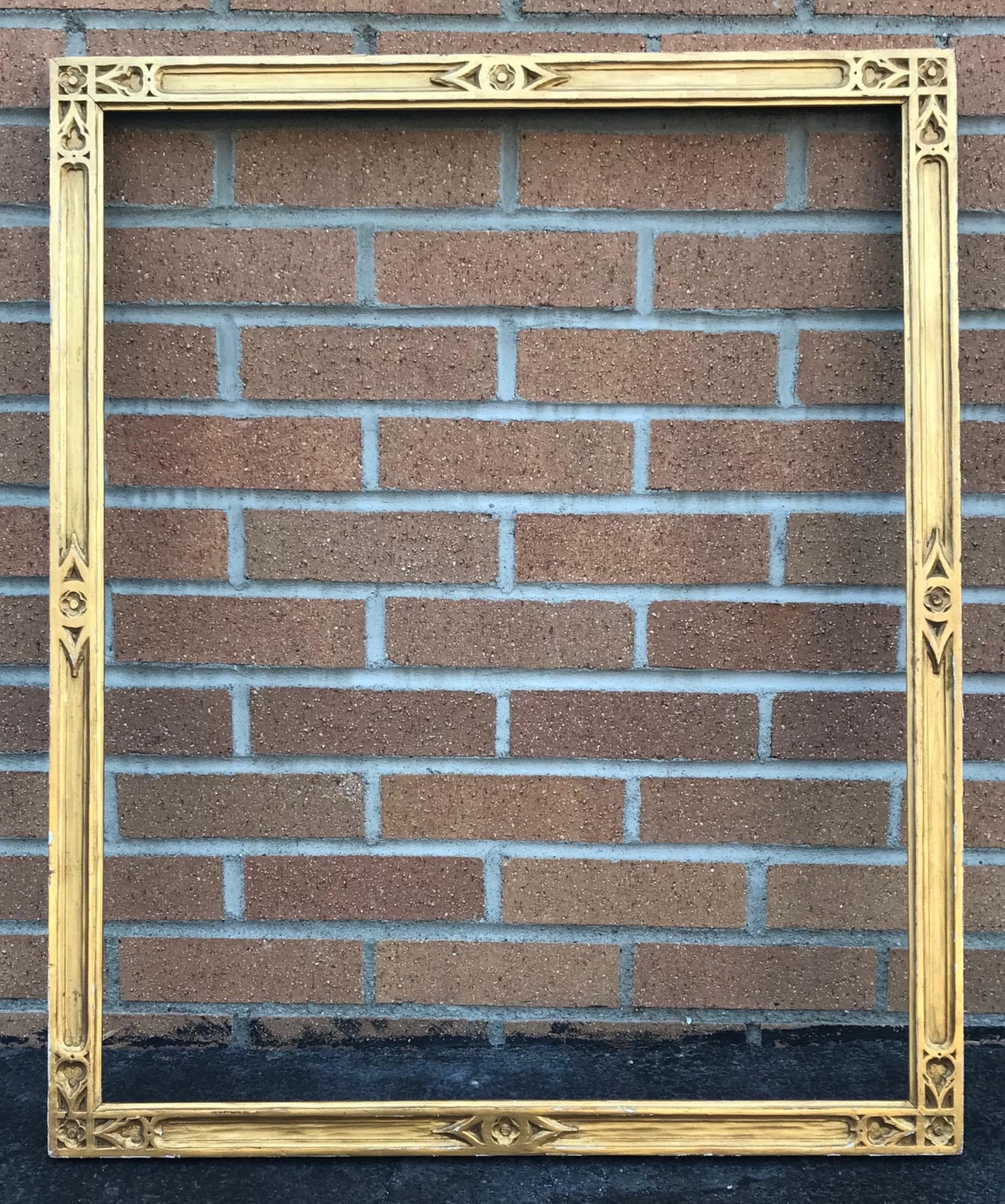 Antique American Arts & Crafts Carved Giltwood Frame, Braus Galleries 4