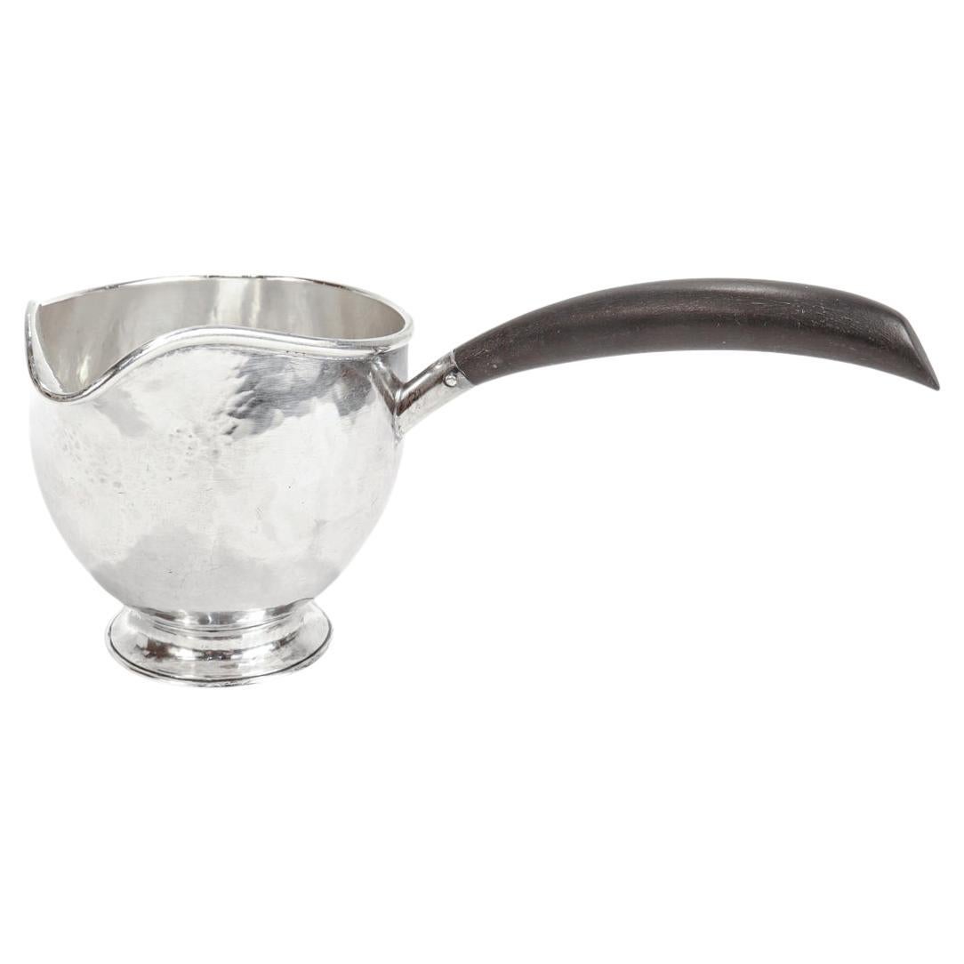 Antiguo calentador de brandy americano de plata de ley forjado a mano Arts & Crafts en venta
