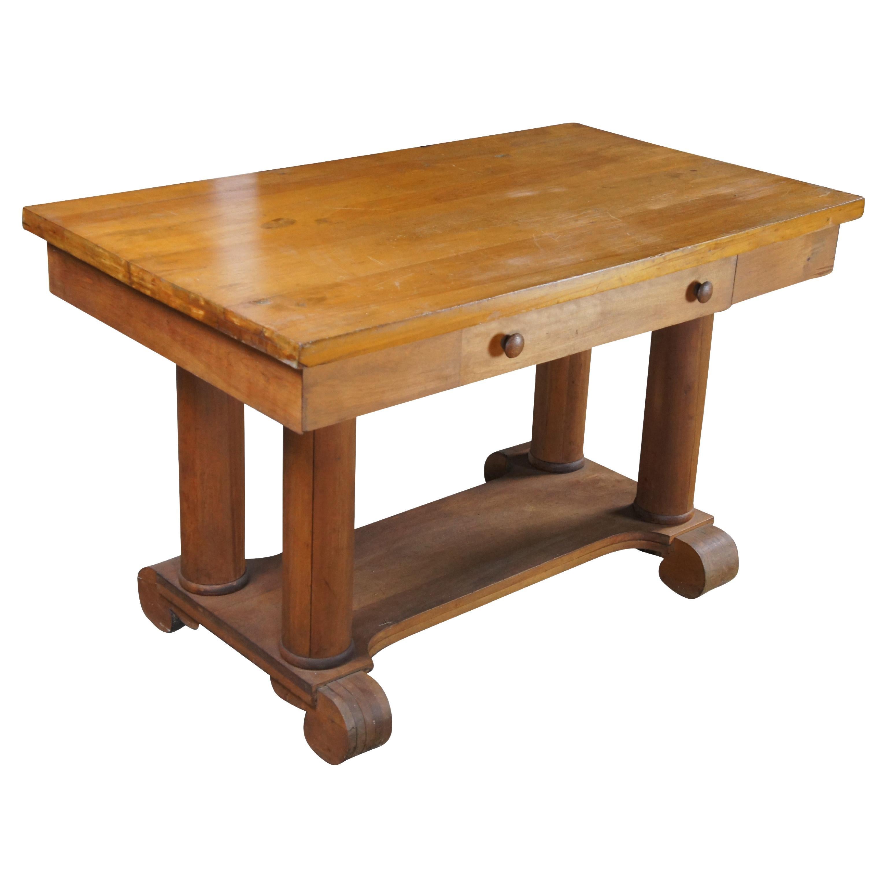 Antique American Arts 
Crafts Mission Style Library Table Office Writing Desk