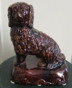 Antique American Bennington Vermont Treacle Glaze Dog