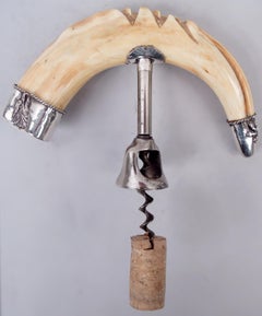 Antique American Big Game-Era Eagle Sterling Silver & Horn Corkscrew