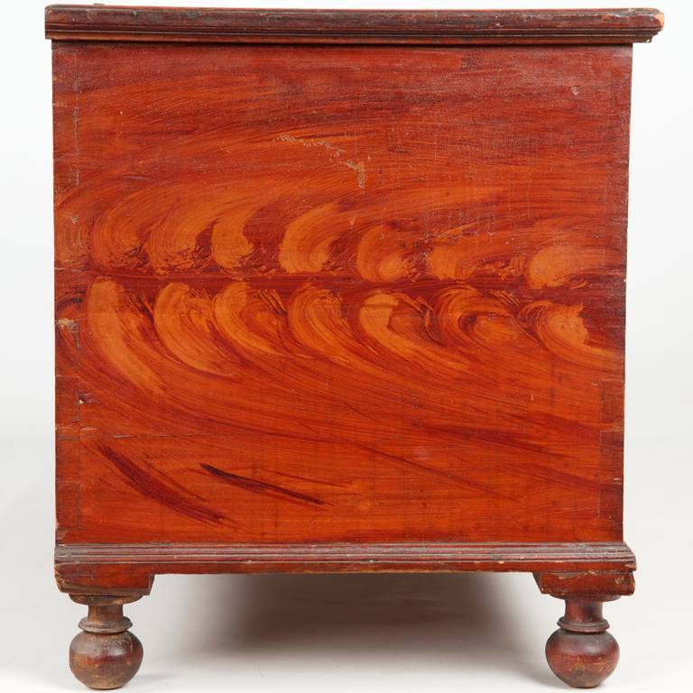 19th Century Antique American Blanket Chest Flame Painted, Pennsylvania, circa 1830-1850