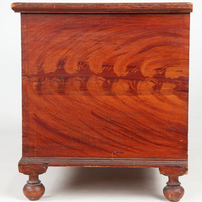 Antique American Blanket Chest Flame Painted, Pennsylvania, circa 1830-1850 1