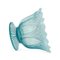 Antique American Blue Opalescent Glass Footed Bowl, Early 20th Century