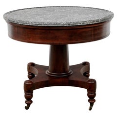 Antique American Boston Classical Mahogany Pedestal Center Table 