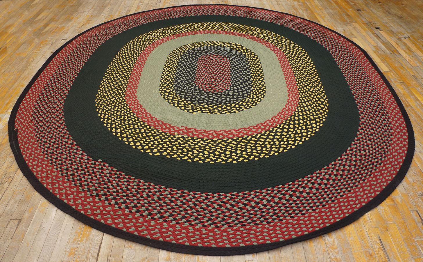 Hand-Woven 1980s American Braided Rug ( 10' x 11'4
