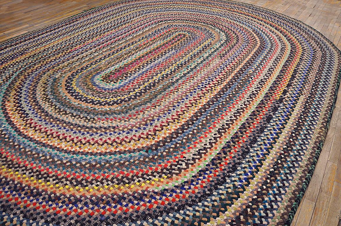 Country Mid 20th Century American Braided Rug ( 10'3