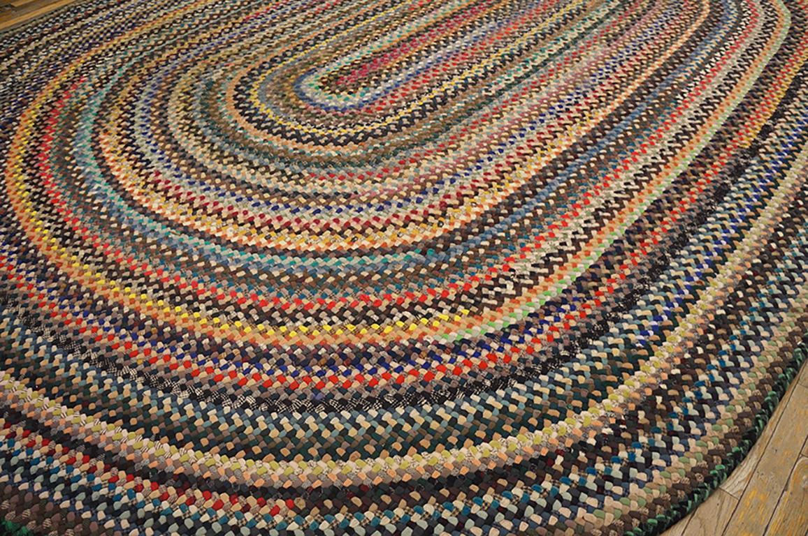 Hand-Woven Mid 20th Century American Braided Rug ( 10'3