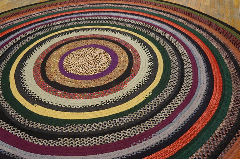 Antique American Braided Rug 10' 0" x 10' 0" For Sale at 1stDibs