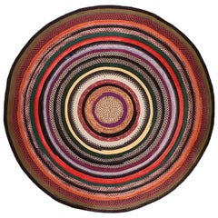 Tapis américain tressé ancien de 25,4 cm x 25,4 cm