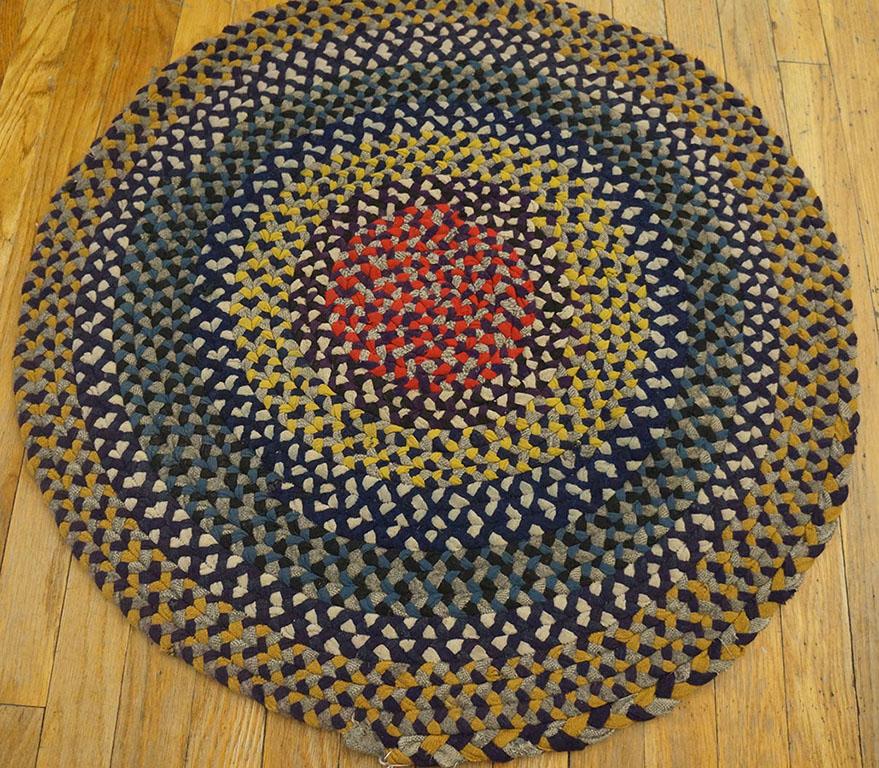 Antique American braided rug, size: 2'6