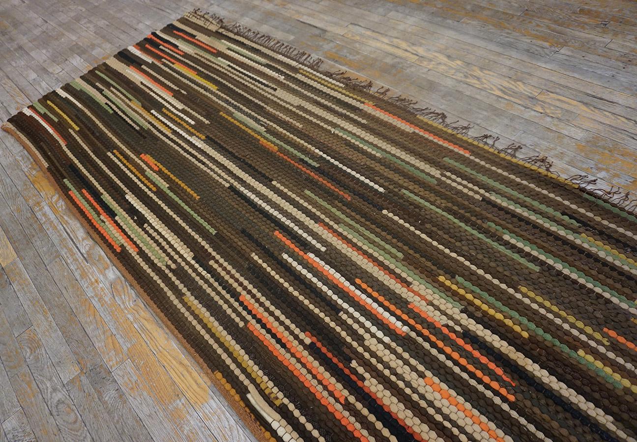Antique American Braided Rug  3' 6''x 13' 9'' In Good Condition For Sale In New York, NY