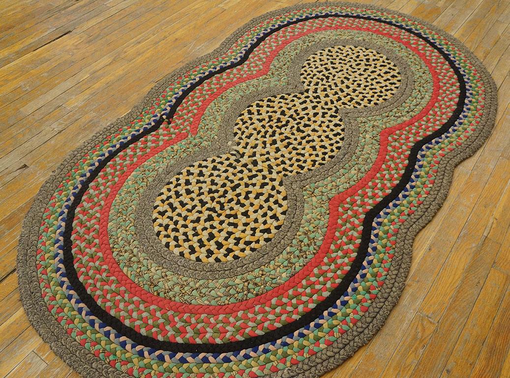 Hand-Woven Antique American Braided Rug