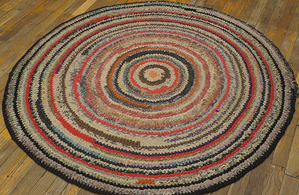 Antique American Braided rug, size: 4'8