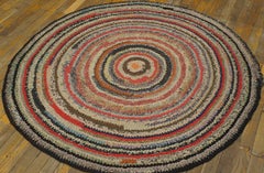 Antique American Braided Rug 4' 8" x 4' 8"