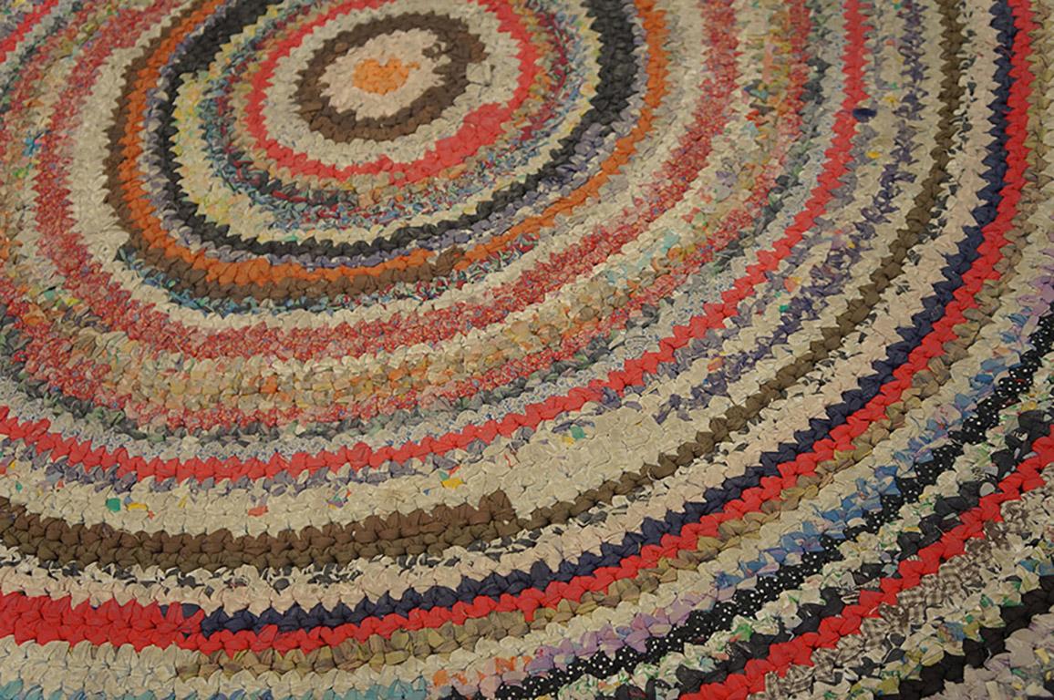 Hand-Woven Antique American Braided Rug 4' 8