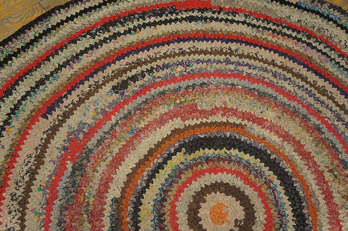 Early 20th Century Antique American Braided Rug 4' 8
