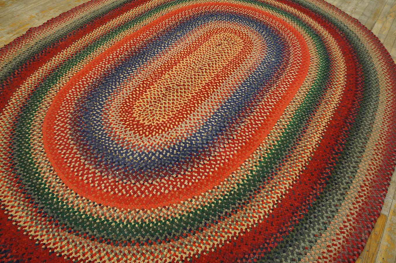 Country Early 20th Century Oval American Braided Rug ( 6'10